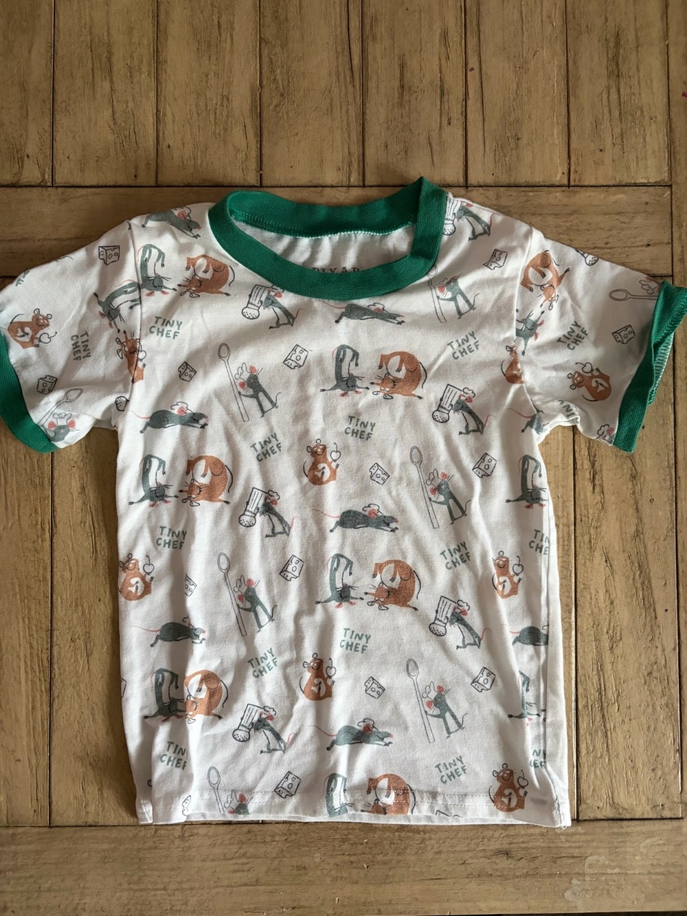 Disney White 'Tiny Chef' Graphic Ringer Tee with Green Trim Remy ratatouille